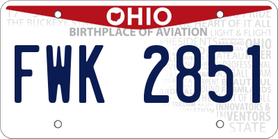 OH license plate FWK2851