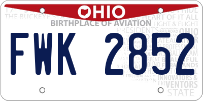 OH license plate FWK2852