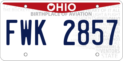 OH license plate FWK2857