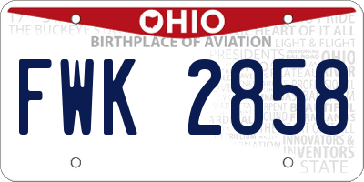 OH license plate FWK2858