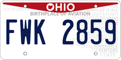 OH license plate FWK2859