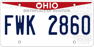 OH license plate FWK2860