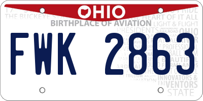 OH license plate FWK2863