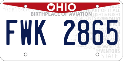 OH license plate FWK2865