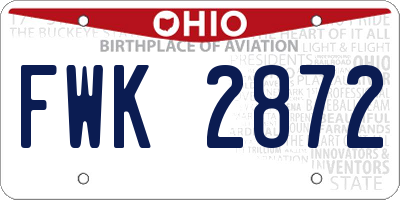 OH license plate FWK2872