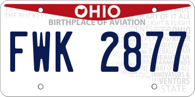 OH license plate FWK2877