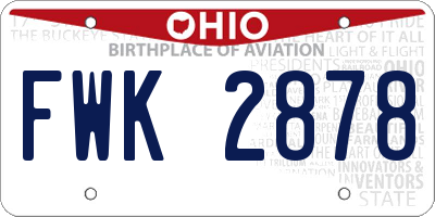 OH license plate FWK2878