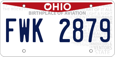 OH license plate FWK2879