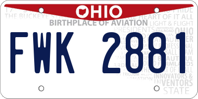 OH license plate FWK2881