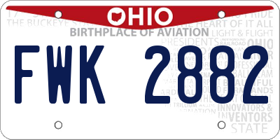 OH license plate FWK2882