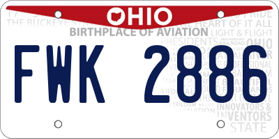 OH license plate FWK2886