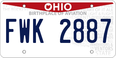 OH license plate FWK2887