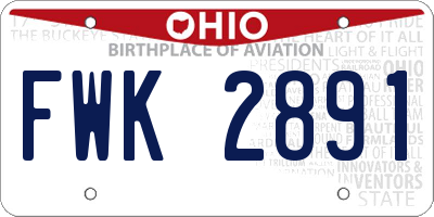 OH license plate FWK2891