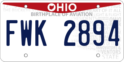 OH license plate FWK2894