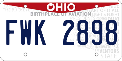 OH license plate FWK2898