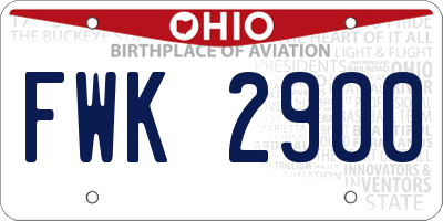 OH license plate FWK2900