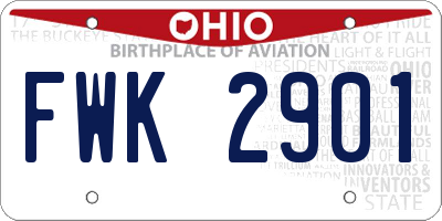 OH license plate FWK2901