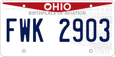 OH license plate FWK2903