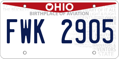 OH license plate FWK2905