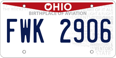 OH license plate FWK2906