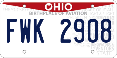 OH license plate FWK2908