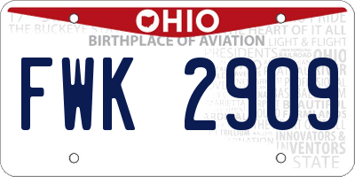 OH license plate FWK2909