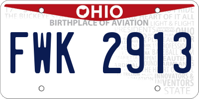 OH license plate FWK2913