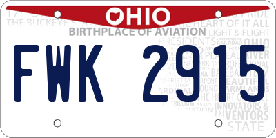 OH license plate FWK2915