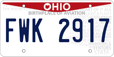 OH license plate FWK2917