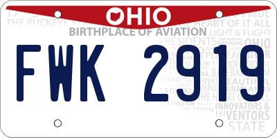 OH license plate FWK2919