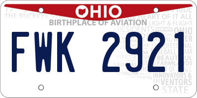 OH license plate FWK2921