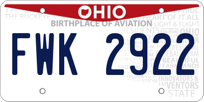 OH license plate FWK2922
