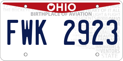 OH license plate FWK2923