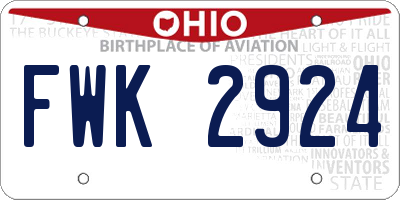 OH license plate FWK2924