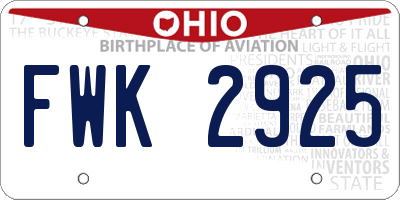 OH license plate FWK2925