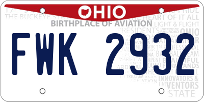 OH license plate FWK2932