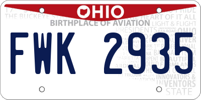 OH license plate FWK2935