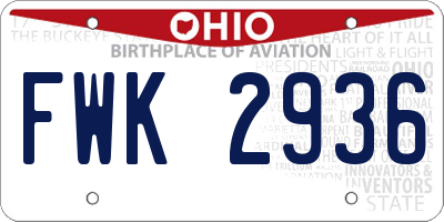 OH license plate FWK2936