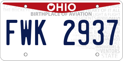 OH license plate FWK2937