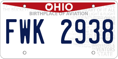 OH license plate FWK2938