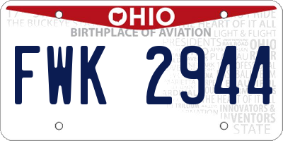 OH license plate FWK2944