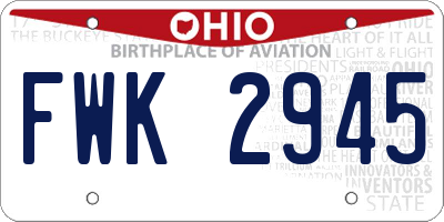 OH license plate FWK2945