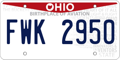 OH license plate FWK2950