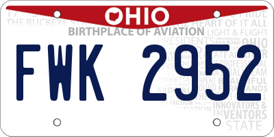 OH license plate FWK2952