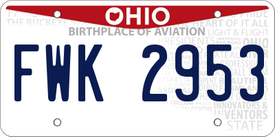 OH license plate FWK2953