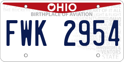 OH license plate FWK2954