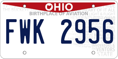 OH license plate FWK2956