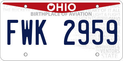 OH license plate FWK2959