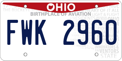 OH license plate FWK2960