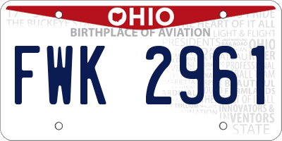 OH license plate FWK2961